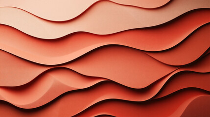 Wall Mural - Abstract layered wavy pattern in shades of orange and red creating a textured and flowing design.