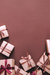 Wall Mural - christmas.christmas gift box zero waste,boxing day, eco friendly packaging gifts kraft paper eco chr