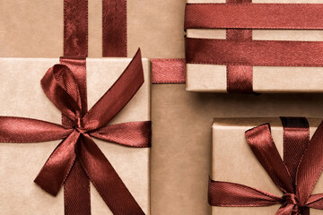 Wall Mural - christmas.christmas gift box zero waste,boxing day, eco friendly packaging gifts kraft paper eco chr