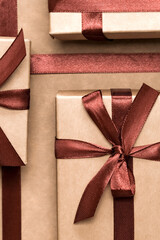 Wall Mural - christmas.christmas gift box zero waste,boxing day, eco friendly packaging gifts kraft paper eco chr