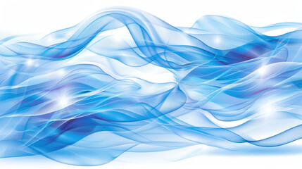 Poster - Elegant wave of small particles flowing in dynamic motion, creating serene and calming atmosphere. soft blue hues evoke tranquility and fluidity