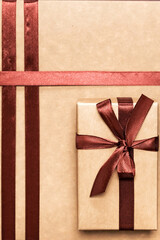 Wall Mural - christmas gift zero waste,eco friendly packaging gifts kraft paper,eco christmas holiday concept,eco