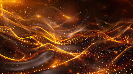 Poster - Gentle arcs of flowing particles create mesmerizing layers of light and texture, evoking sense of warmth and energy in this vibrant abstract composition
