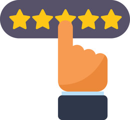 Poster - hand is giving a five star feedback rating on a digital interface