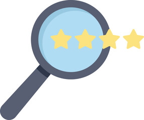 Poster - magnifying glass is focusing on a five star rating, showing the concept of quality research and exce