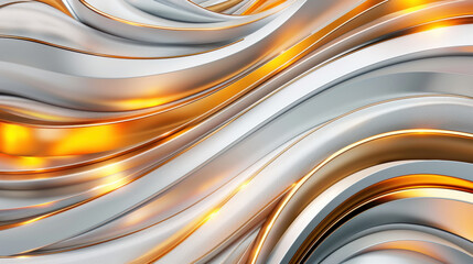 Aufkleber - Sleek digital wave patterns in silver and gold create dynamic and modern visual experience. flowing lines and reflective surfaces evoke sense of elegance and sophistication