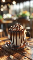 Wall Mural - Delicious 3d coffee drink close up advertising style