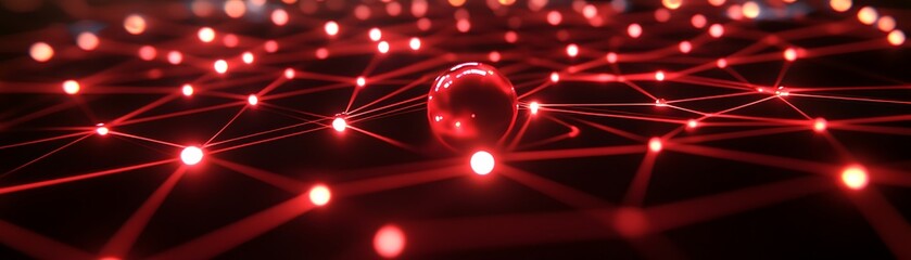 Poster - Red Sphere Interconnected in a Web of Lights