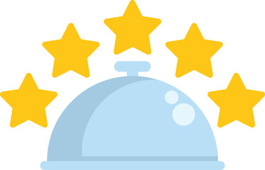 Poster - five stars rating over a restaurant cloche representing premium food delivery service