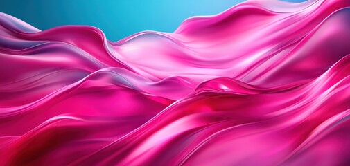 Poster - Abstract pink waves flowing, vibrant colors, soft curves, modern design, artistic backdrop.