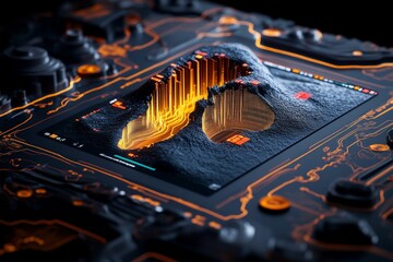 Poster - Holographic display of a defect measurement report with 3D visualization and color-coded areas, symbolizing futuristic inspection tech**