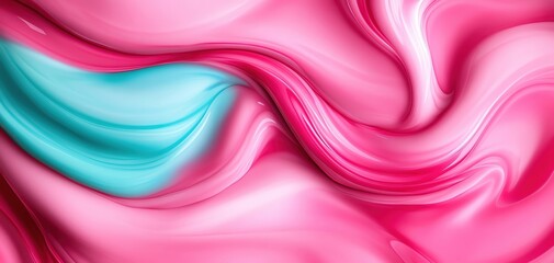 Poster - Colorful abstract wave pattern with pink and teal tones, perfect for backgrounds.