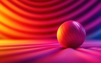 Poster - Colorful abstract sphere on vibrant wave background.