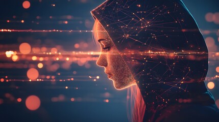 Poster - Digital Portrait of a Woman in a Hoodie