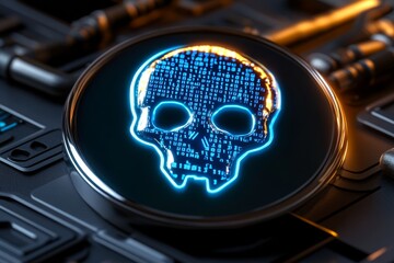 Aufkleber - Simple alert icon with a code symbol, representing the unseen nature of zero-day exploits