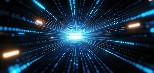 Aufkleber - Dynamic light rays converging to a bright center, abstract digital background.