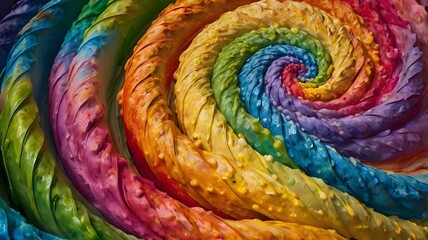 Dynamic Spiral: A continuous spiral of colors, ranging from warm to cool tones, giving the sensation of continuous movement, generative AI