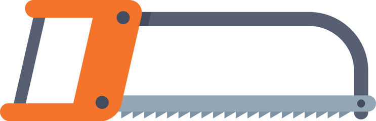 Poster - orange hacksaw lying on a white background with the blade facing right
