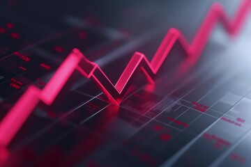 Poster - Red upward arrow graph showing rising trend, on white background	