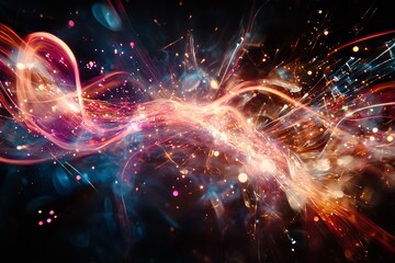 Poster - This abstract image features a swirling energy pattern with vibrant colors, representing cosmic forces in a dynamic and mesmerizing display of power and beauty.