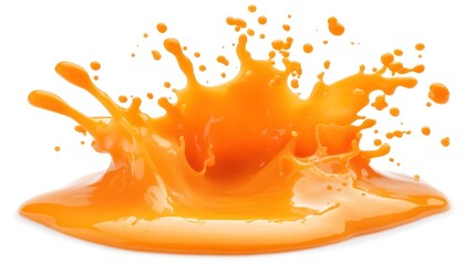 Poster - A Splash of Orange Juice Against a White Background