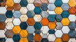 © Nonnarit - High angle of colorful mosaic texture featuring bold patterns and a mix of materials