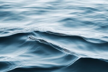 Poster - A serene scene of blue ocean waves gently flowing, showcasing a peaceful and tranquil atmosphere with soft textures resembling a calming natural rhythm.