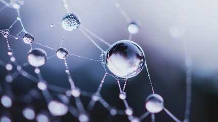 Poster - Capture the beauty of nature a stunning macro shot of dewdrops on a spiderweb