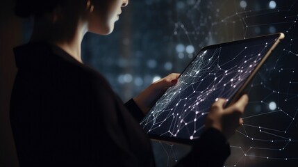 Poster - Woman Using Tablet Computer for Generative Work