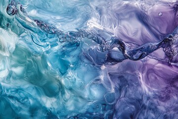 Poster - Fluid ripples in blue and violet create an aquatic visual masterpiece, reminiscent of ocean waves, offering a calming and inspiring scene for abstract art lovers.