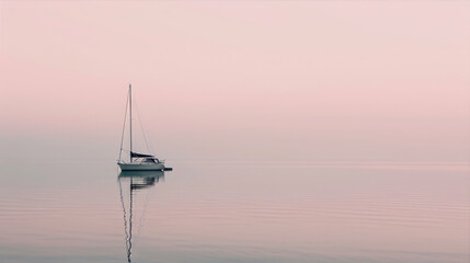 Wall Mural - Boat on the surface of a calm lake
