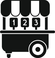 Poster - simple, solid black icon of a street food cart displaying menu options numbered 1, 2, and 3
