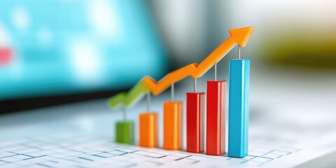 Poster - A colorful bar chart illustrating growth trends in data, with an upward trend arrow indicating positive performance.