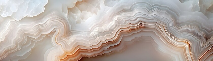 Wall Mural - Abstract Agate Stone with White and Orange Bands