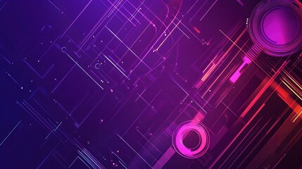 Poster - abstract geometric shapes and lines in shades of purple showcasing vibrant circles stripes and grids