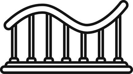 Poster - simple black and white line drawing of a rollercoaster track making curves and dips