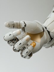 Aufkleber - A robotic prosthetic hand skillfully grasps a small object, showcasing the precision of modern assistive technology in action. Generative AI