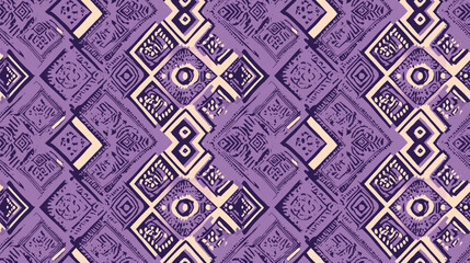 Naklejka na meble Seamless pattern featuring lilac ethnic ornament with geometric tribal designs perfect for textile applications and decor