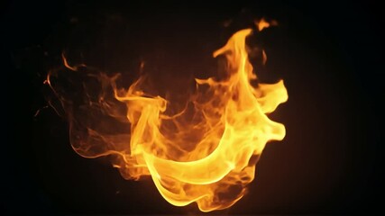 Fototapete - Fiery Abstract:  A mesmerizing dance of flames creates an abstract, fiery design against a black background. Perfect for projects that need a bold, energetic feel.