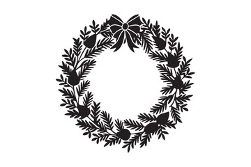 Christmas Wreath silhouette vector illustration, Christmas Wreath silhouette bundle 