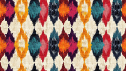 Colorful ikat pattern in vintage style elegant ethnic design for textiles and decor