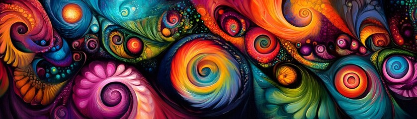 Poster - Vibrant abstract swirls in vivid colors, showcasing a mesmerizing blend of patterns and shapes for artistic inspiration.
