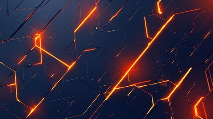 Poster - A dynamic abstract background featuring glowing orange lines on a dark blue surface, creating a futuristic vibe.