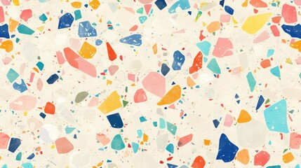 Poster - Colorful terrazzo abstract background with vibrant flecks and shapes in a playful arrangement.