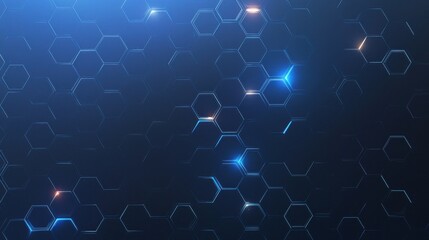 Poster - Abstract hexagonal pattern featuring glowing blue elements on a dark background.