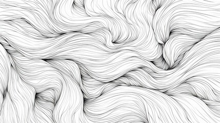 Poster - Abstract black and white lines create a fluid wave pattern, evoking a sense of movement and elegance.