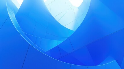 Poster - Abstract architectural design featuring blue curved shapes and lines, creating a serene and modern atmosphere.