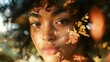 © chic designs - 秋の花が映る若い女性の夢のような肖像画