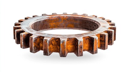 Poster - Rusty Metal Gear with Sharp Teeth Isolated on White Background