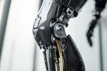 Leinwandbilder - The design showcases advanced materials in a modern prosthetic leg, highlighting its intricate mechanics and sleek finish. Generative AI